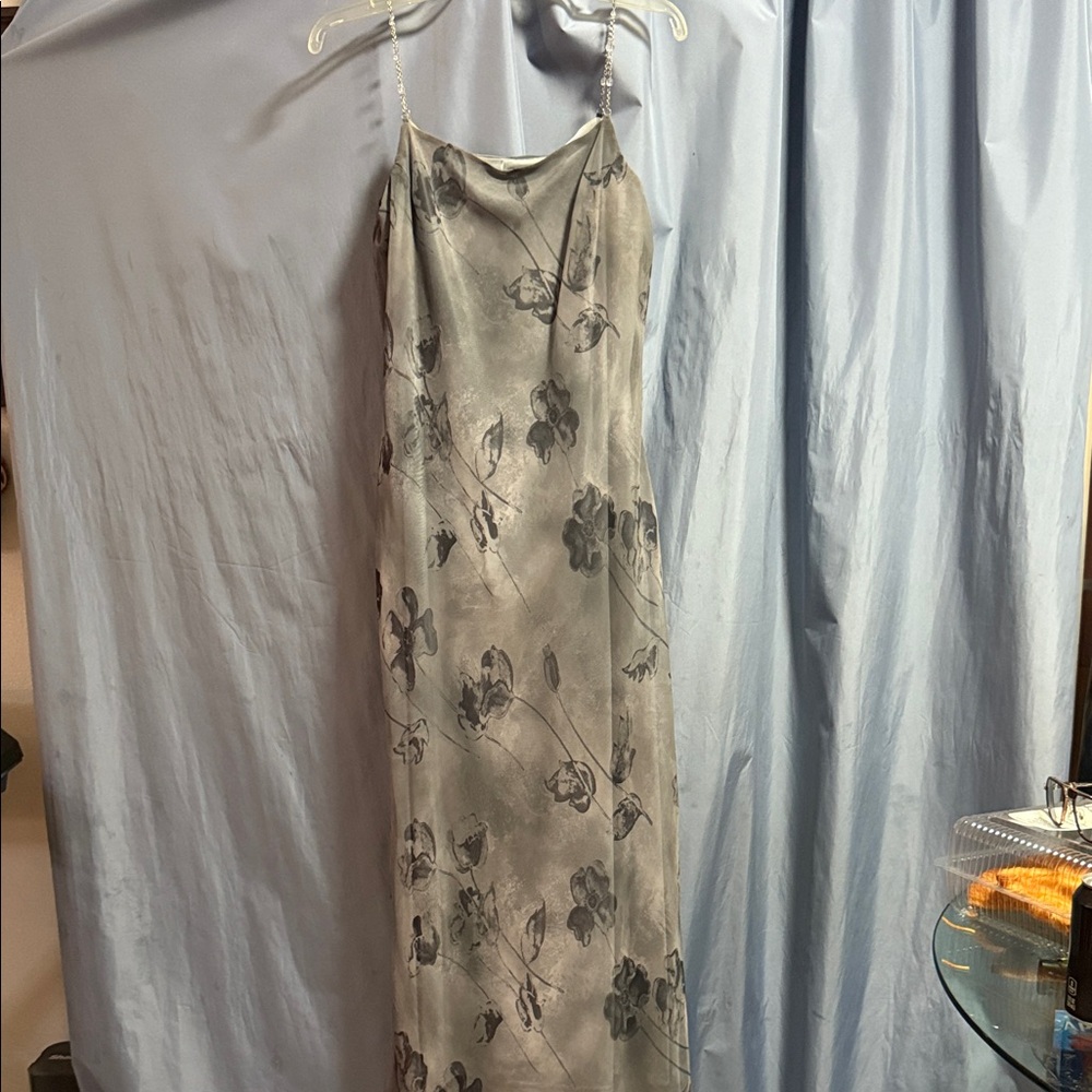 Scott McClintock Silver Satin Dress